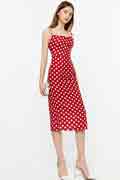 New Summer Spaghetti Red Polka Dot Dress Pencil Dress