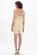 Beige Ausschnitt Stickerei Mutter der Braut Kleid