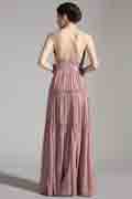Spaghetti V-schnitt Plissee lange Party Abendkleid