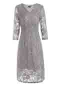 Robe de Soirée Grise Elégante à Manches en Dentelle
