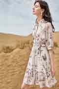 Bedruckte Midi-Kleider mit halben Ärmeln Blumenkleid