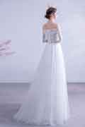Sexy OFF Shoulder Sleeves White Tulle Wedding Dress