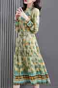 New Green Women Printed Floral Party Summer Holiday Dress