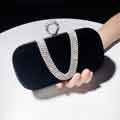 Women's Velvet Evening Bag with Rhinestones