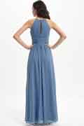 A‑Line Chiffon Halter Floor‑Length Sleeveless Bridesmaid Dress for Wedding Party