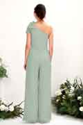 A‑Linien Chiffon Ein-Schulter ärmelloses bodenlanges Brautjungfernkleid für Hochzeiten