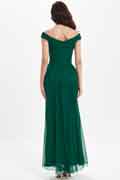 Off Shoulder Dark Green Evening Gown Bridesmaid Dress
