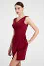 Robe de Cocktail Bordeaux à V Col
