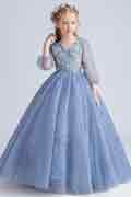 Blau Sparkle Tüll Hochzeit Blumenmädchen Kleid