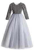 Grey Beads & Sequins Tulle Flowergirl Dresses