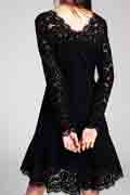 Black  Elegant Long Sleeves Lace Party Evening Dress
