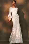 Robe de Mariée En Dentelle Blanche Avec Manches