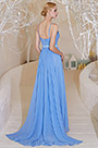 Blau Abendkleid Spaghett V-Schnitt Brautjungfer -