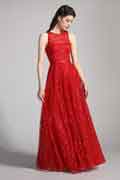 Red Round Neck Sequins Lace Ball Evening Dress