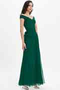 Off Shoulder Dark Green Evening Gown Bridesmaid Dress