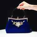 Velvet Crystal Evening Handbag Clutch Purse