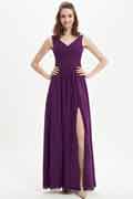A-Linien Chiffon-Brautjungfernkleid mit Trägern, ärmellos, bodenlang für Hochzeit