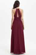 A‑Linien Chiffon Brautjungfernkleid mit Halterneck, ärmellos und bodenlang für Hochzeiten