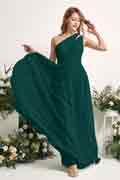A‑Linien Chiffon Ein-Schulter ärmelloses bodenlanges Brautjungfernkleid für Hochzeiten