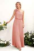A‑Linien Chiffon Ein-Schulter ärmelloses bodenlanges Brautjungfernkleid für Hochzeiten
