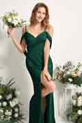 Mermaid Trumpet Satin Off-Shoulder bodenlanges ärmelloses Brautjungfernkleid für Hochzeiten
