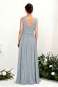 A‑Linien Chiffon V‑Ausschnitt ärmelloses bodenlanges Brautjungfernkleid für Hochzeiten