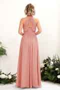 A‑Linien Chiffon Halter ärmelloses bodenlanges Brautjungfernkleid für Hochzeiten