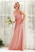 A‑Linien Chiffon Halter ärmelloses bodenlanges Brautjungfernkleid für Hochzeiten