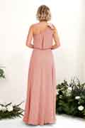 A‑Linien Chiffon Ein-Schulter ärmelloses bodenlanges Brautjungfernkleid für Hochzeiten