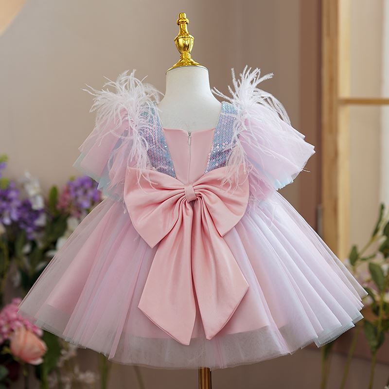 Princesse Carré Tulle robes de demoiselle d'honneur - fillette Rose