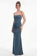 Strapless Draped Corset Long Evening Dress