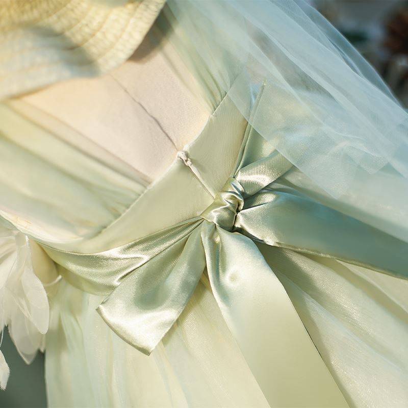 Princesse Longueur à Jambe Tulle robes de demoiselle d'honneur - fillette in Vert Sauge