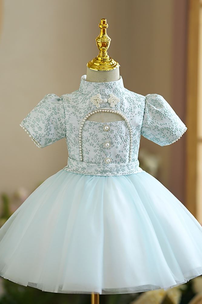 Princesse Longueur à Jambe Satiné robes de demoiselle d'honneur - fillette in Vert Menthe