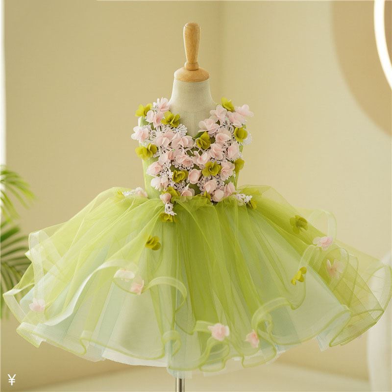 Princesse Longueur à Jambe Tulle robes de demoiselle d'honneur - fillette in Vert