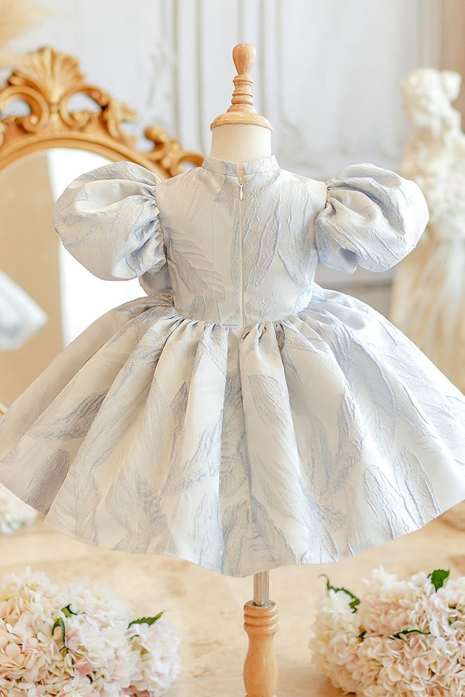 Princesse Longueur à Jambe Satiné robes de demoiselle d'honneur - fillette in Bleu et Gris