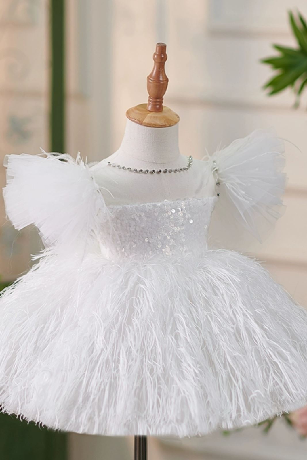 Princesse Longueur à Jambe Pailleté robes de demoiselle d'honneur - fillette in Blanc