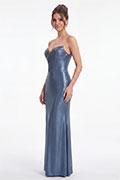 Robe de bal bleu poudré bustier sans bretelles à corset extensible et scintillante