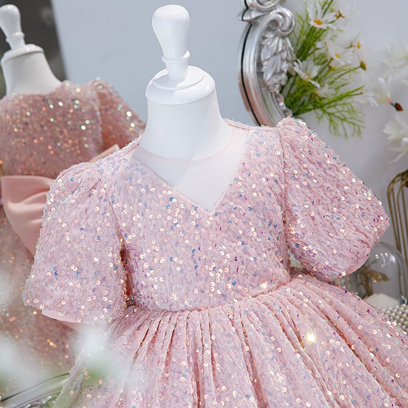 Принцесса Длина по Щиколотку Sequined Детские Платья in Розовый