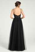 Corset Bodice A-Line Tulle Prom Dress with Glitter Beading & Lace
