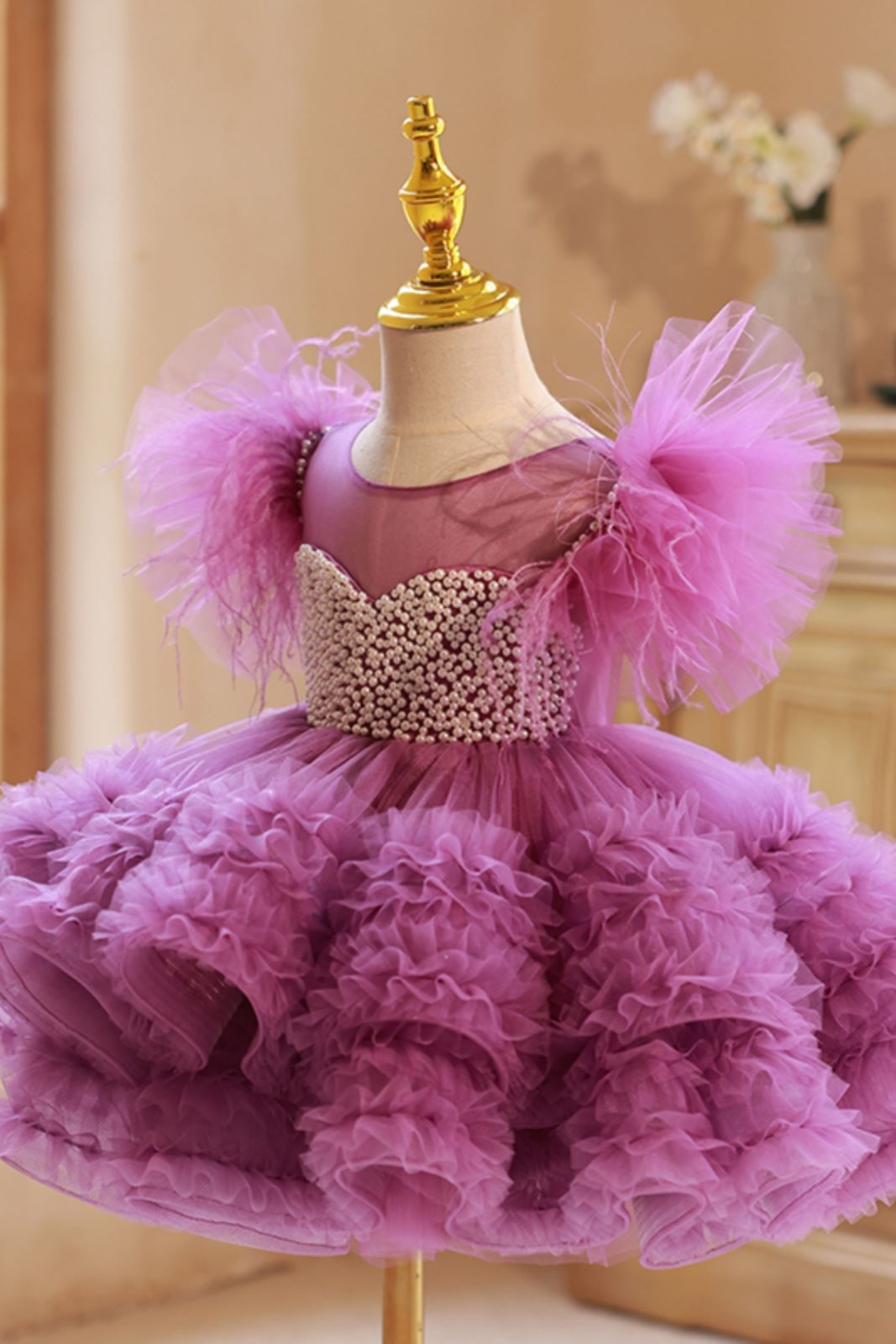 Princesse Longueur à Jambe Tulle robes de demoiselle d'honneur - fillette Violet