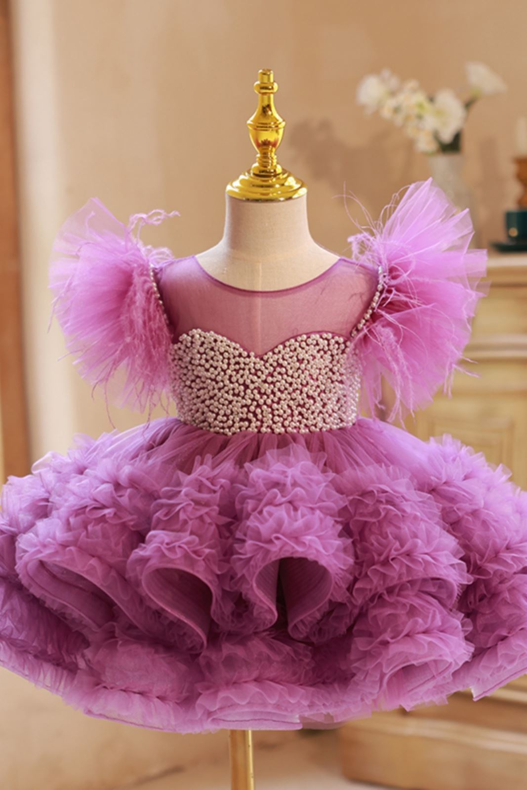 Princesse Longueur à Jambe Tulle robes de demoiselle d'honneur - fillette Violet