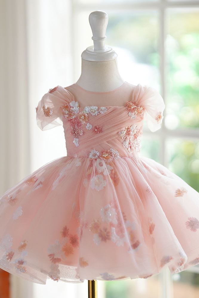 Принцесса Round Длина по Щиколотку Tulle Детские Платья in Розовый