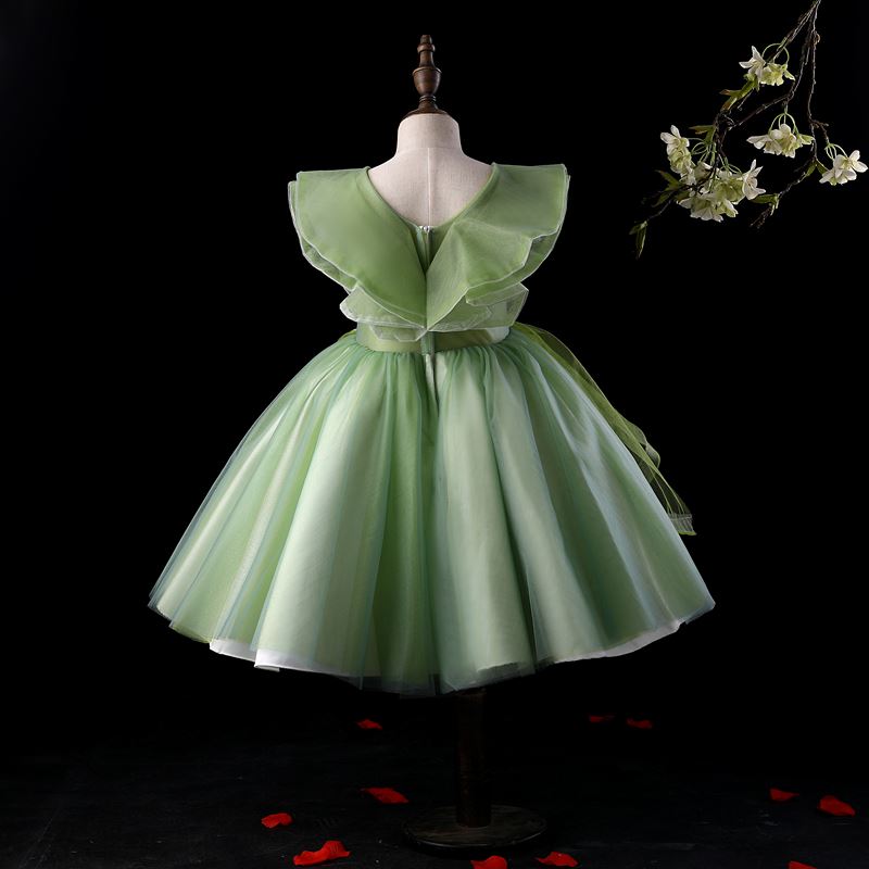 Princesse courte Tulle robes de demoiselle d'honneur - fillette in Vert