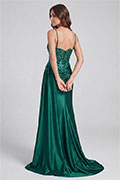 Emerald Sweetheart Beaded Sequin Lace Applique High Slit Long Prom Dress