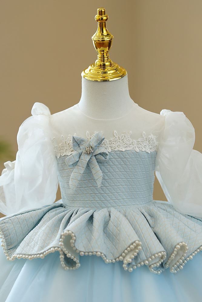 Принцесса Round Длина по Щиколотку Tulle Детские Платья Синий