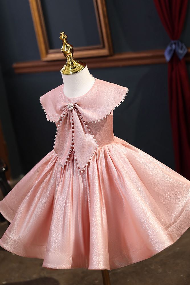 Princesse Longueur à Jambe Satiné robes de demoiselle d'honneur - fillette in Rose