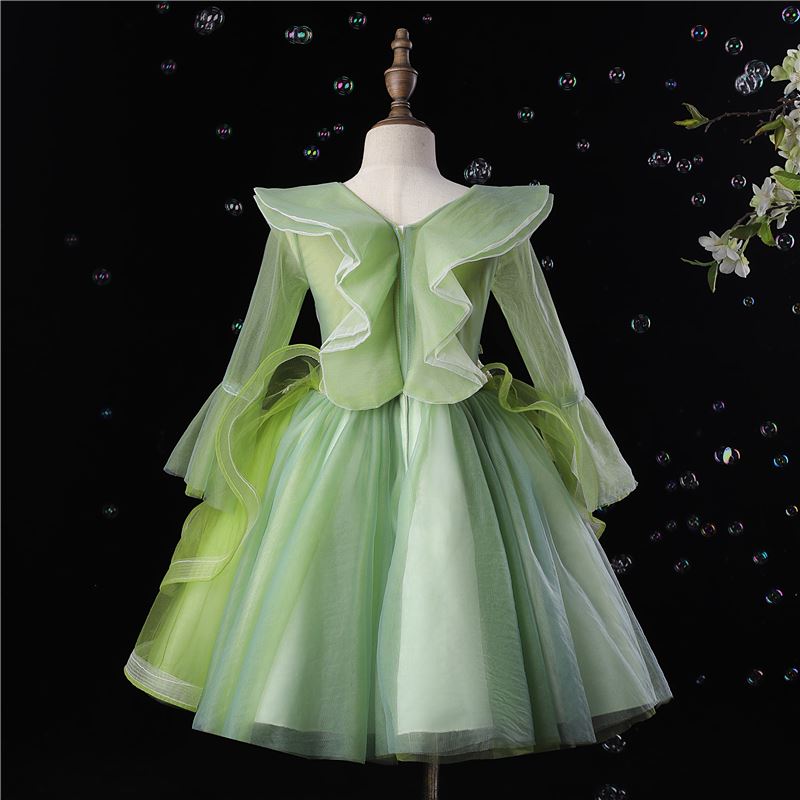 Princesa Hasta la Tibia Tulle vestidos para chica de flor in Verde