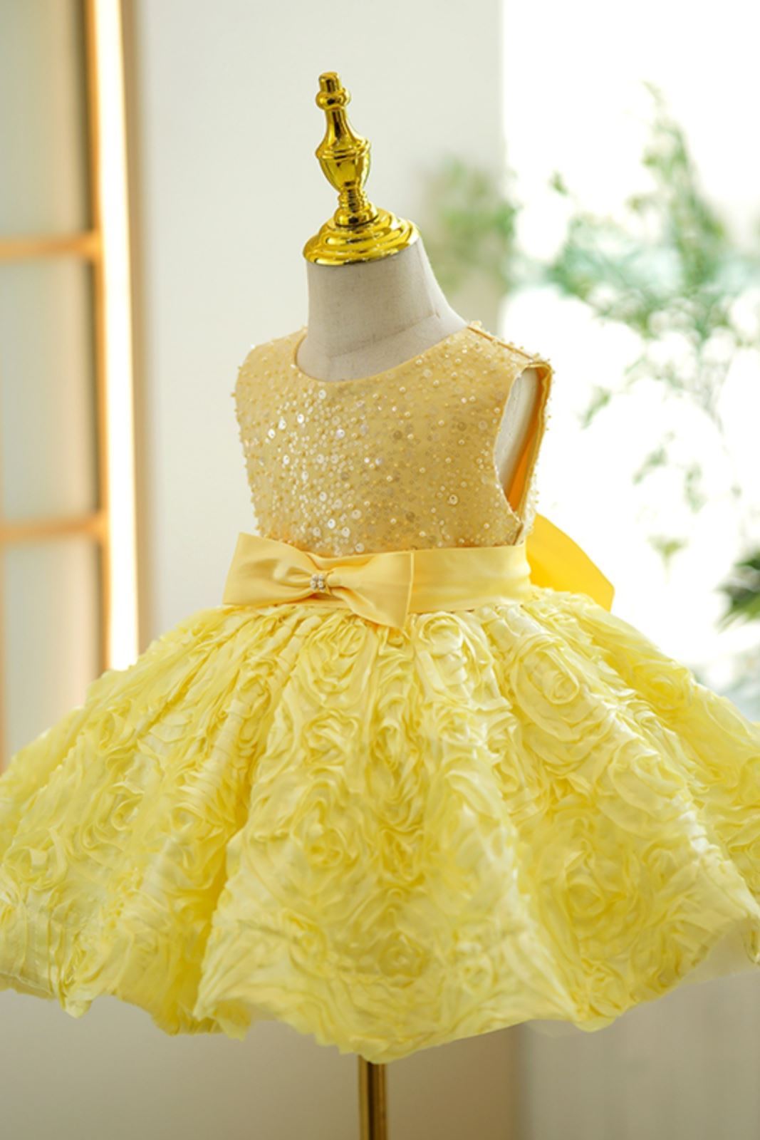 Принцесса Round Длина по Щиколотку Lace Детские Платья in Жёлтый
