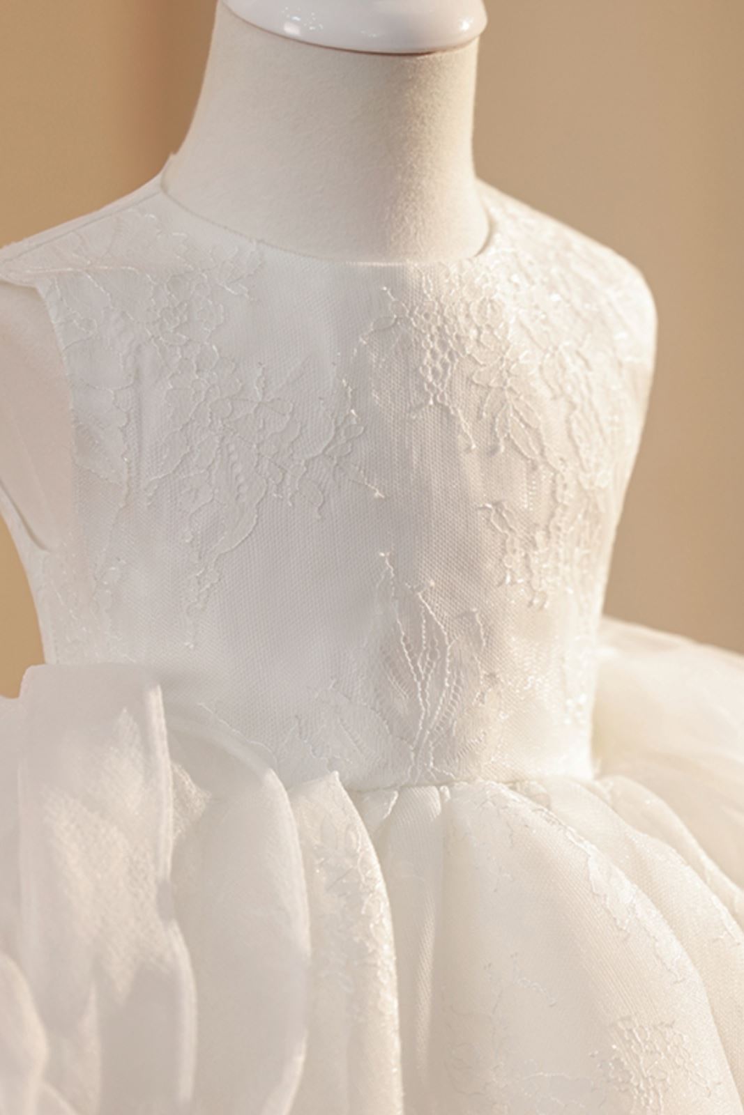 Prinzessin Runden Wadenlang Polyester Blumenmädchenkleider in Weiß