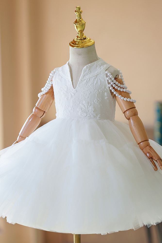 Princesse Longueur à Jambe Satiné robes de demoiselle d'honneur - fillette in Blanc